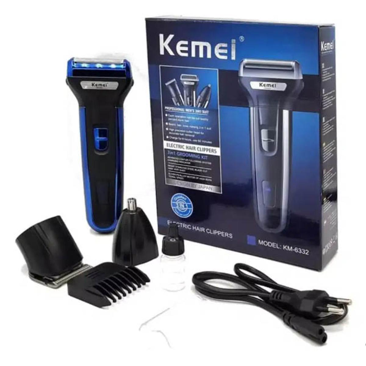Kemei Km-6330 Trimmer 3 In 1 Professional Hair Trimmer Super Grooming Kit Shaver Clipper Nose Trimmer